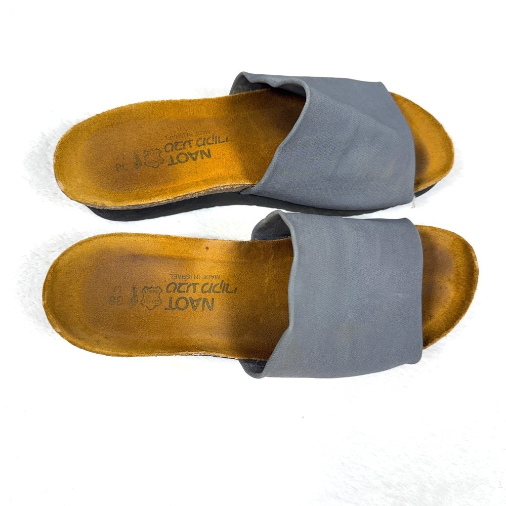 Naot Tampa Sandals Women's US 7 Slate Gray Cork Open Toe Wedge Slip On Slides - Picture 2 of 8